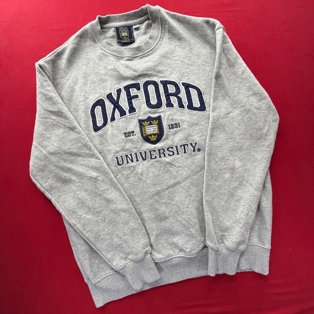 Vintage 90s Oxford University Crewneck Sweatshirt Gray XL Official Merchandise